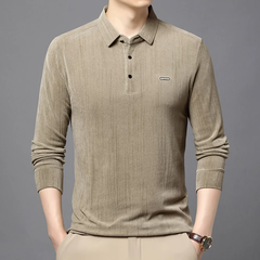 OH187: Áo thun dài tay nam Thu/Đông áo polo cao cấp màu trơn dành cho người trung niên