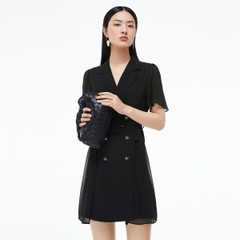 Mã B993: đầm DUNNU cổ vest đai eo hiện đại cao cấp mới