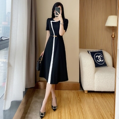 OE897: váy trắng tay ngắn nữ mùa hè