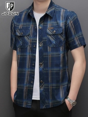 OD265: Áo sơ mi cotton ngắn tay nam kẻ sọc công sở kiểu Mỹ