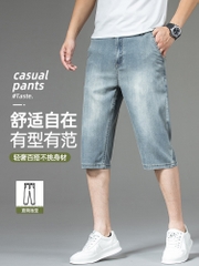 OE677: Quần short denim ống đứng Tencel cho nam cao cấp