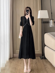 OD552: Váy voan màu đen kiểu Pháp Hepburn