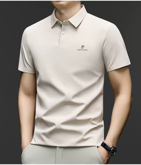 OE968: Áo Polo ngắn tay bằng lụa tơ tằm tơ tằm Pierre Cardin, thoáng khí