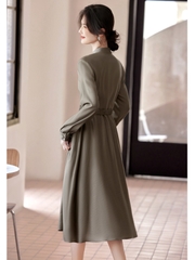 OD516: Váy Tencel cổ chữ V váy dài đơn giản