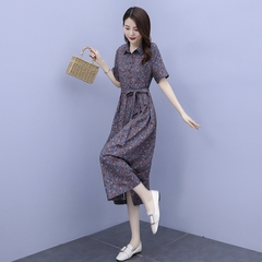 OD790: Váy trung niên cotton hoa váy dài quá gối thời trang giảm tuổi tác