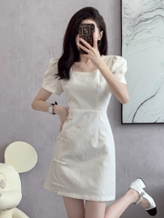 OD643: Đầm sườn xám Váy trắng jacquard cao cấp kiểu Pháp