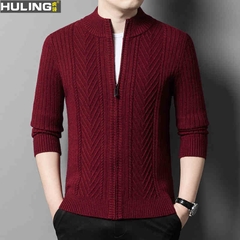 OC319: Áo khoác len cardigan nam khóa kéo cao cấp