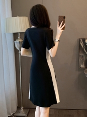 OD614: Đầm đen đẹp cổ vuông màu đen cổ điển cao cấp