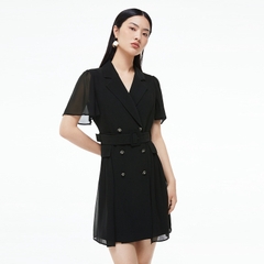 Mã B993: đầm DUNNU cổ vest đai eo hiện đại cao cấp mới