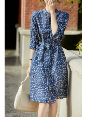 OD210: đầm họa tiết xanh dáng dài