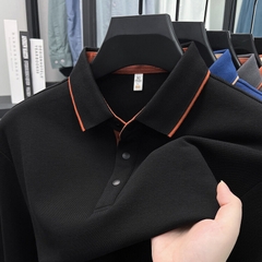 OE278: Áo thun nam cao cấp POLO ve áo giản dị mới 100% cotton dài tay