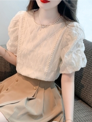 OD014: áo sơ mi nữ trắng ngắn tay Thiết kế