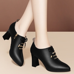 OE352: giày cao gót nữ giày da nữ giày cao gót ren gót trung