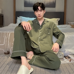 OE490: Bộ đồ ngủ nam SPNN mùa hè lưới phong cách tay ngắn cotton