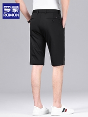 OE693: Quần âu lụa băng đen Romon quần short nam cao cấp