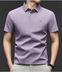 OE968: Áo Polo ngắn tay bằng lụa tơ tằm tơ tằm Pierre Cardin, thoáng khí