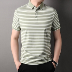 OD329: Áo thun lạnh cotton sợi tằm ngắn tay mùa hè nam sọc atn