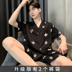 OE489: bộ đồ ngủ nam SPNN mùa hè lụa băng tay ngắn quần short mặc nhà