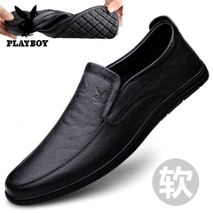 OE302: Giày nam cao cấp Playboy giày mũi tròn giày da giày lười phong cách Hàn Quốc thoải mái