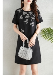 OD499: Váy ngắn tay đính cườm