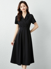 Mã B998: đầm đen cổ vest sang trọng