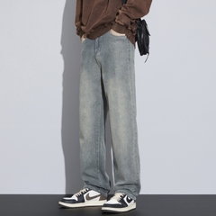 OE854: Quần jeans nam họa tiết vảy rồng Mỹ ống rộng dáng rộng