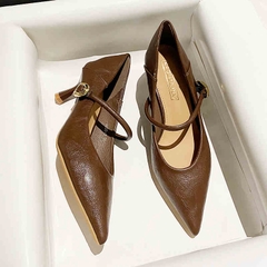 C283: Giày cao gót mũi nhọn nữ khóa gợi cảm Giày Mary Jane