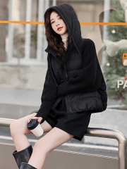 OC382: Áo khoác ấm áp nữ tay phối len