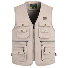 OH010: Áo khoác vest ghile nam nhiều túi bằng cotton nguyên chất