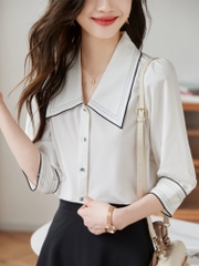 OD035: áo sơ mi nữ cao cấp tay lửng cổ bẻ sang trọng