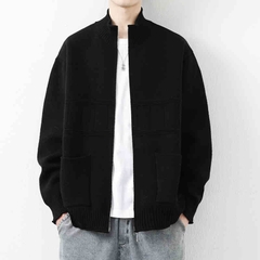 OC394: Áo khoác nam len cardigan cổ áo đứng