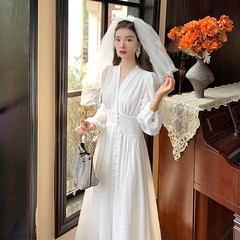 OD569: Váy đẹp kiểu Pháp phong cách nhẹ nhàng váy dài tôn dáng