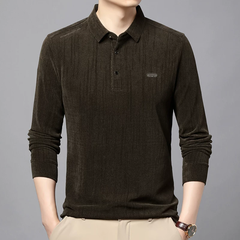 OH187: Áo thun dài tay nam Thu/Đông áo polo cao cấp màu trơn dành cho người trung niên