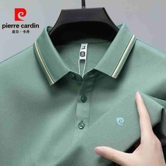 OC755: Áo thun nam Pierre Cardin màu trơn giản dị áo sơ mi POLO hàng đầu