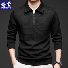 OE281: Áo thun POLO nam cao cấp tay dài cho trung niên cổ bẻ khóa nửa chính hãng Peimenh