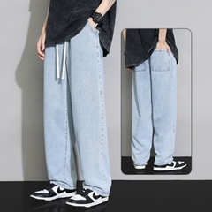 OE795: Quần jeans nam phong cách mới quần dài giản dị lưng thun