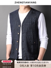 OD302: áo vest gile nam cao cấp vải lanh áo khoác