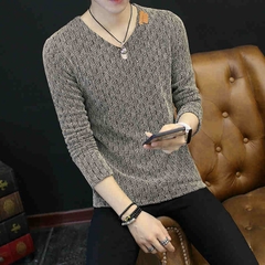 OC730: áo thun nam dài tay cổ tim