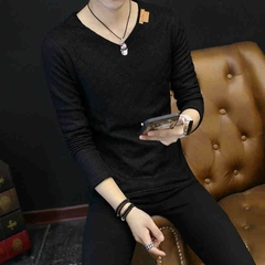 OC730: áo thun nam dài tay cổ tim