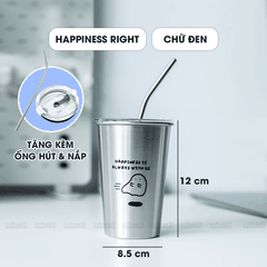 Cốc Inox Micofi, Ly Inox, Ly Giữ Nhiệt Đựng Nước 304 Cao Cấp, Cốc Giữ Nhiệt Uống Cà Phê 300ML Uống Nước Có Quai 2 Lớp