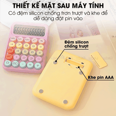 Máy Tính Cầm Tay Micofi Phím Cơ, Máy Tính Cầm Tay Mini Màu Pastel Cute Bấm Tay Điện Tử Bỏ Túi 12 Số Tính Toán Tặng Pin