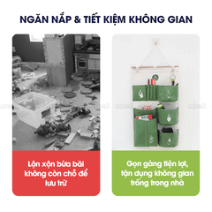 Túi Vải Đựng Đồ Treo Tường Micofi, Túi Treo Đựng Đồ Đa Năng Nhiều Ngăn Vải Lanh Cotton Hoạ Tiết Treo Cửa