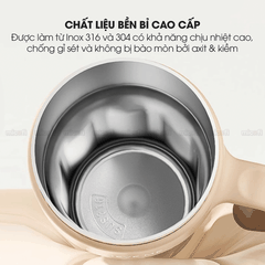 Ly Nước Micofi Giữ Nhiệt Inox 316 Có Nắp, Bình Giữ Nhiệt Cao Cấp Nóng Lạnh 1250ML Hai Lớp Có Ống Hút Tay Cầm Chống Tràn