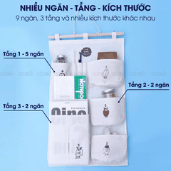 Túi Vải Đựng Đồ Treo Tường Micofi, Túi Treo Đựng Đồ Đa Năng Nhiều Ngăn Vải Lanh Cotton Hoạ Tiết Treo Cửa