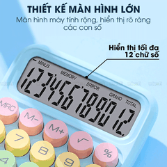 Máy Tính Cầm Tay Micofi Phím Cơ, Máy Tính Cầm Tay Mini Màu Pastel Cute Bấm Tay Điện Tử Bỏ Túi 12 Số Tính Toán Tặng Pin
