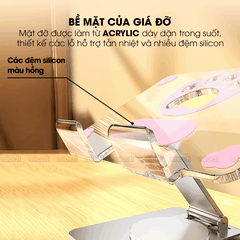 Giá Đỡ Ipad Micofi, Kê Điện Thoại, Giá Đỡ Máy Tính Bảng Xoay 360 Độ, Kệ Ipad Tản Nhiệt Tablet Acrylic Kim Loại