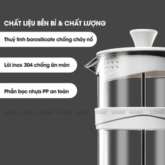 Bình Nước Pha Trà Micofi Giữ Nhiệt, Ấm Pha Trà Cà Phê Thuỷ Tinh, Bình Nước Hãm Cafe Có Lõi Lọc 2 Lớp Dung Tích 1 Lít