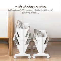 Kệ Sách Micofi, Giá Sách 3 Và 2 Tầng Có Bánh Xe, Kệ Đựng Hồ Sơ Đứng Nhiều Tầng Để Đồ Tài Liệu Giấy Tờ Văn Phòng Di Động