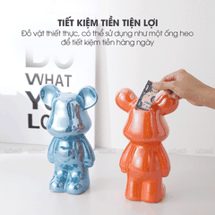 Ống Heo Tiết Kiệm Micofi Gấu Bearbrick, Ống Heo Sứ Trang Trí Mô Hình Bearbrick Decor Trưng Bày, Tượng Đút Tiền Gấu 28CM