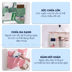 Túi Vải Đựng Đồ Treo Tường Micofi, Túi Treo Đựng Đồ Đa Năng Nhiều Ngăn Vải Lanh Cotton Hoạ Tiết Treo Cửa